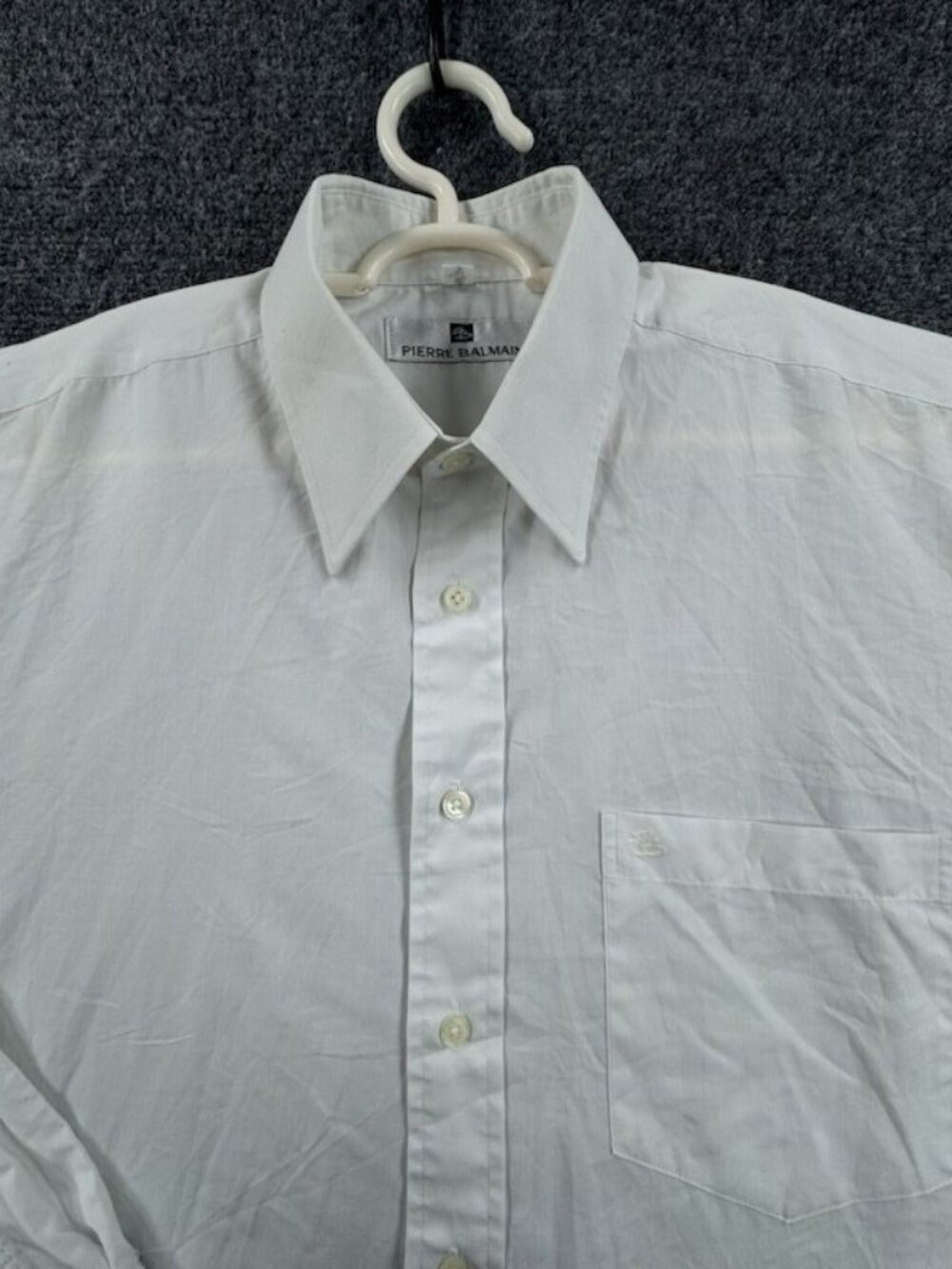 Balmain Point 16 White Shirt Long Sleeve Men Solid Pocket Button Up Adult